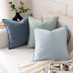 MIULEE Decorative Linen Pillow Covers 20x20 Inch Blue Ashes | Boho Farmhouse​ - Image 4