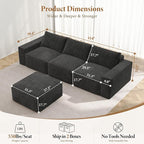 Vesgantti 114" Modular Boneless Couch, Modern 3 Seater Sectional Sofa - Image 2