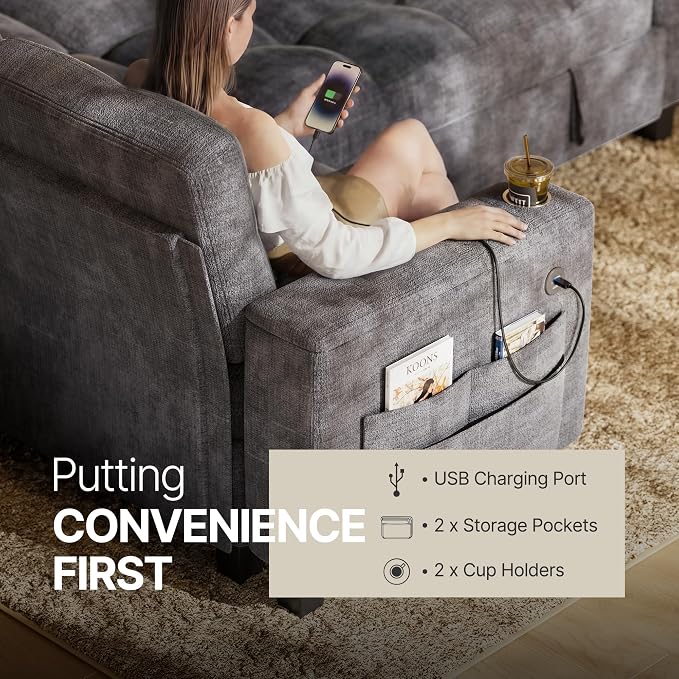Marsail 110" Sectional Sleeper Sofa - Image 6