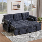 Convertible Sleeper Sofa Bed, 63 Inch Chenille Pull Out Couch by Outdoorchairs