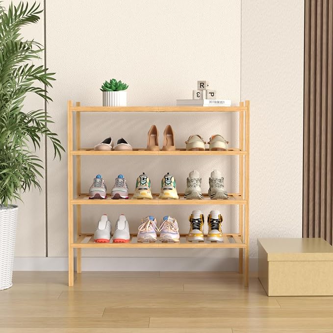 ROMGUAR CRAFT 4 Tier Bamboo Shoe Rack - Image 2