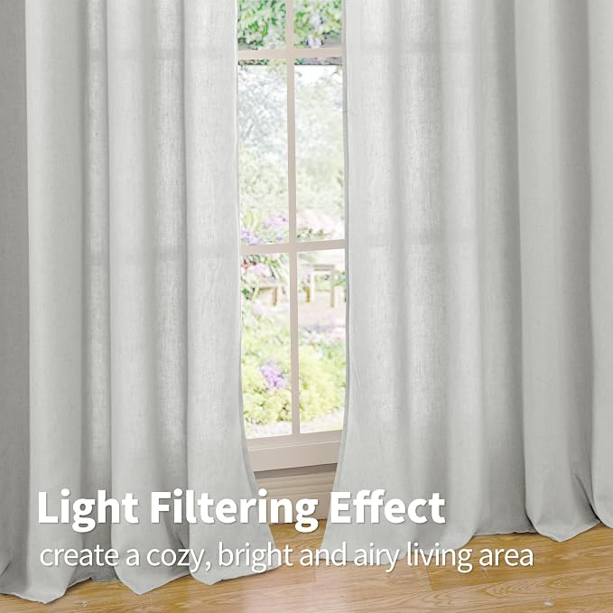 YoungsTex 72 Inch Length Grey Linen Curtains - Image 5