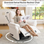 Rocking Chair Nursery with Adjustable Headrest, Manual Swivel Rocker Recliner - Image 4