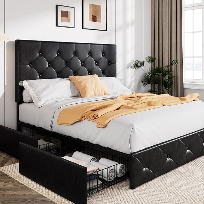 Allewie Upholstered Queen Size Platform Bed Frame by Allewie