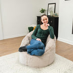 Big Joe Milano Bean Bag Chair for Kids, Ultra-Soft Taupe Plushie Polyester Blend - Image 5