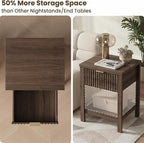 Fluted Night Stand with Golden Handle, Mid-Century Nightstands with Drawer - Image 4