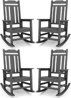 SERWALL Gray Outdoor Rocking Chair Set of 4, All Weather Patio Rocking Chair by SERWALL