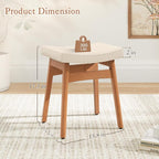 LUE BONA Solid Wood Vanity Bench Stool, 17.3" H Ergonomic Saddle Stool - Image 2