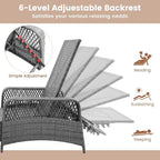COSTWAY PE Rattan Chaise Lounge Chair, 6 Gear Adjustable Recliner - Image 4