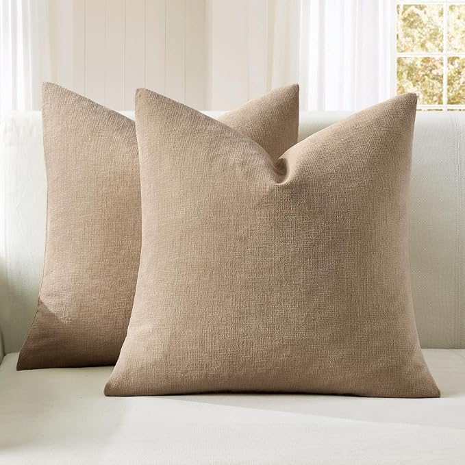 MIULEE Light Brown Chenille Couch Throw Pillow Covers, 20x20 | Set of 2 by MIULEE