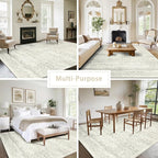 Washable Rugs 8x10 Area Rug for Living Room, Dining Room-Beige Green | Ultra - Image 6