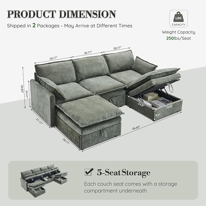 85.83" Modular Sectional Cloud Couches - Image 2