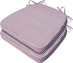 AAAAAcessories D-Shaped Chair Cushions, Machine-Washable Cover, Pinstripe Red by AAAAAcessories