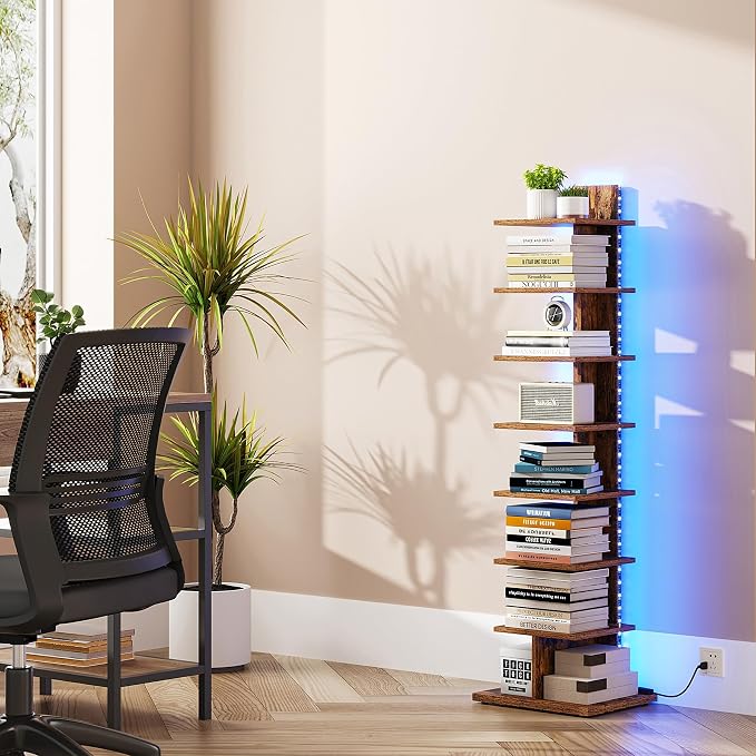 TUTOTAK Narrow Bookshelf, 8-Tier Bookcase - Image 6