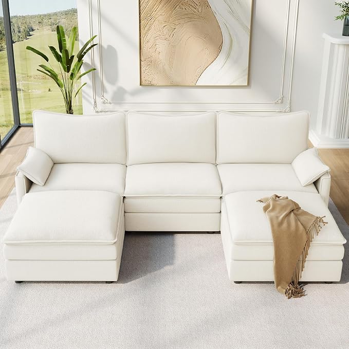 Vesgantti 108" U Shaped Sectional Couch, Comfy Cloud Modular Sectional Sofa by Vesgantti
