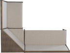 Linon Lucy Natural Wood and Linen Upholstered Corner Nook Kitchen Dining Set - Image 6