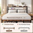 King Size Bed Frame with Charging Station, King Bed Frame with Upholstered - Image 7