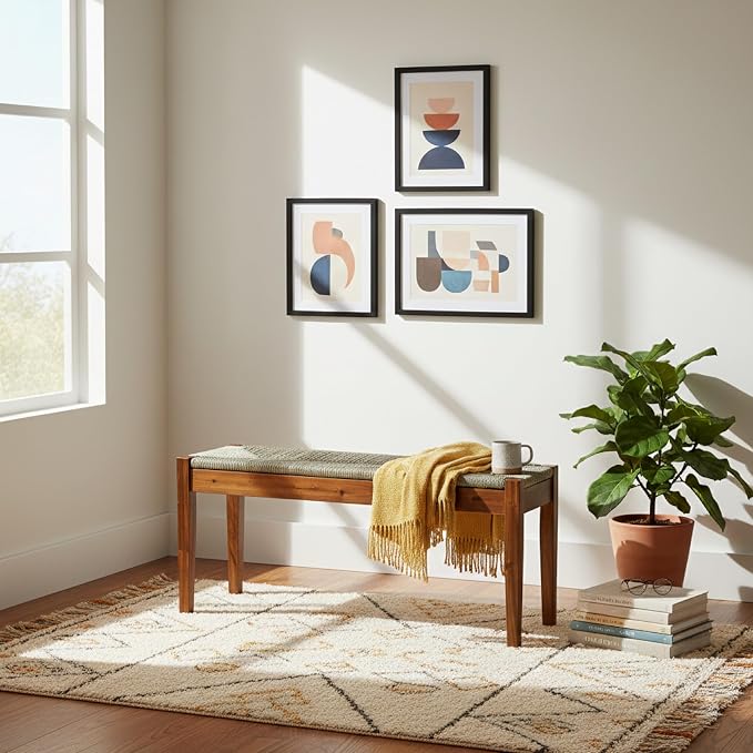 Solid Wood Acacia Indoor Bench - Image 9