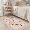 Pink Area Rug 3x5 for Bedroom Entryway Dog Animal Rug | Ultra-Thin; Non Slip; by WelcometoBabovid