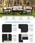SERWALL 3 Pieces HDPE Outdoor Sofa Bistro Set - Image 4