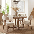 HNY Mid Century Modern Dining Chairs Set of 4, Farmhouse Linen Fabric by HNY