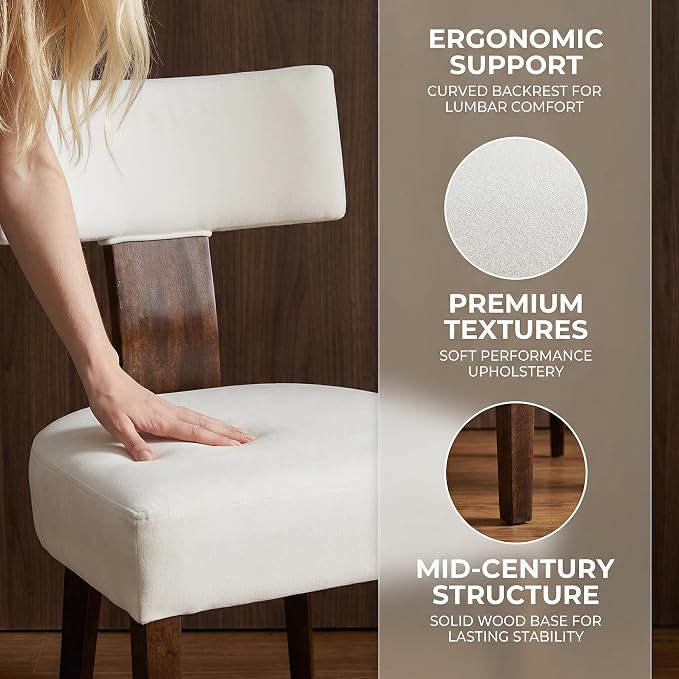 HNY Set of 6 Mid Century Modern Dining Chairs, Farmhouse Velvet Upholstered - Image 6