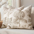 Set of 2 Decorative Floral Pillow Covers 18x18 Inch Light Brown | Neutral by SWANCOCO