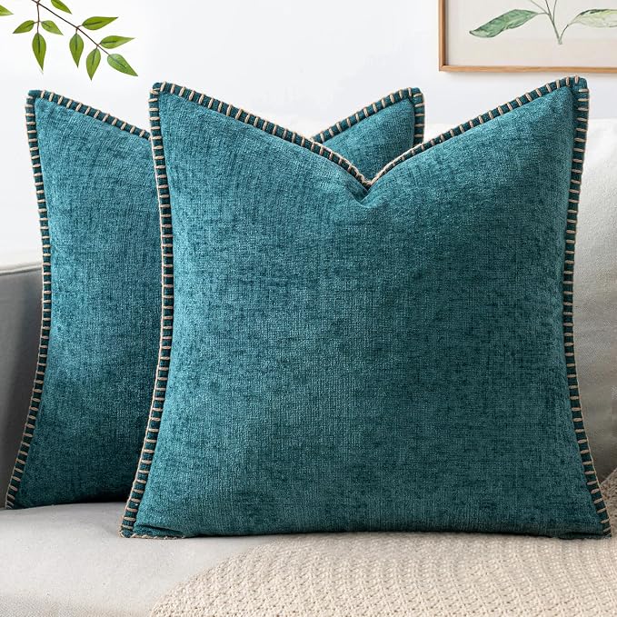 MIULEE Decorative Couch Throw Pillow Covers 18x18 Inch Dark Teal 2 Pack | by MIULEE