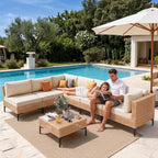 ABCASA Patio Furniture Set, Boho Patio Conversation Set Sectional Sofa - Image 3