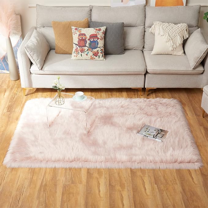 EasyJoy Ultra Soft Fluffy Shaggy Area Rug Faux Fur Rug Chair Cover Seat Pad - Image 4