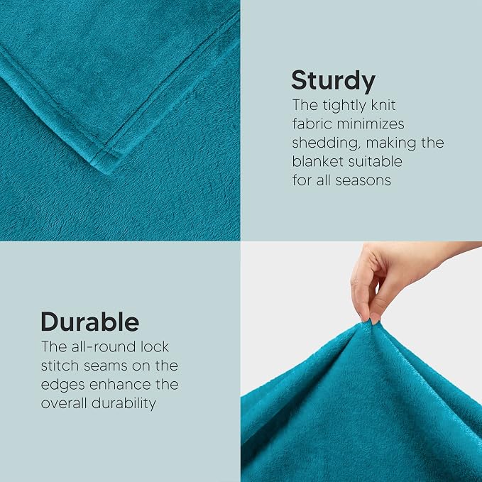 Utopia Bedding Soft Fleece Bed Blanket Full Size Turquoise | Microfiber Plush - Image 7