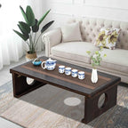 Foldable Japanese Coffee Table，Folding Japanese Floor Table，Natural Brown - Image 4