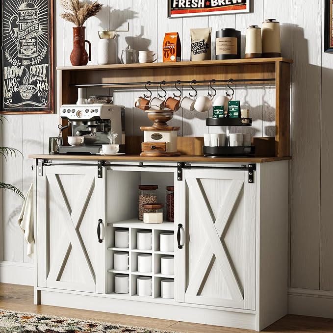 4ever2buy Farmhouse Coffee Bar Cabinet - Image 9