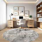 LOONGRUG Round Rug 8x8 Washable Large Neutral Modern Circle Rugs Grey Rust | - Image 7