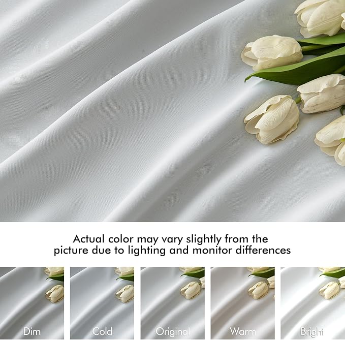 MIULEE Greyish White Back Tab Blackout Curtains 52x96 Inch Long 2 Panels | Rod - Image 8