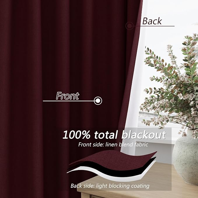 100% Blackout Curtains 90 Inch Length 2 Panels Set - Image 4
