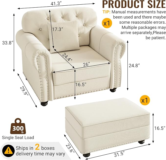 KEIKI 41" Velvet Chesterfield Sofa - Image 2