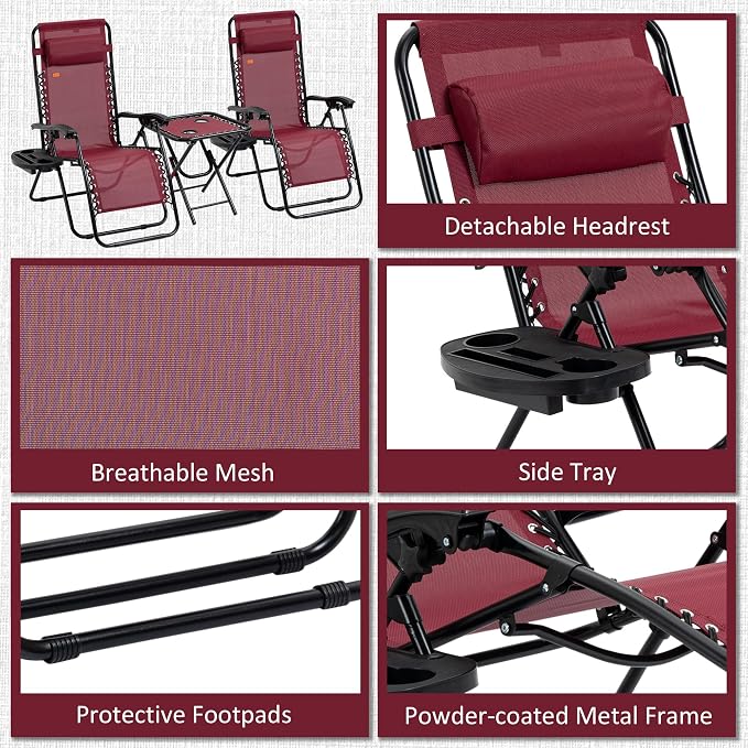 Outsunny Zero Gravity Chair Set - Image 6