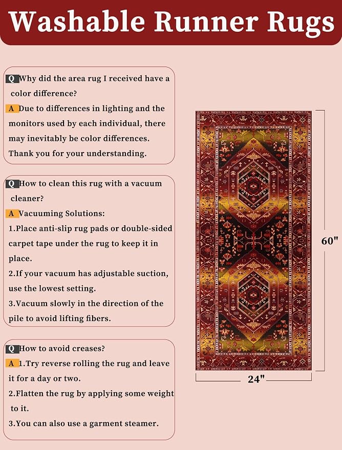SERISSA 2x5 Washable Non Slip Boho Runner Rug - Image 6