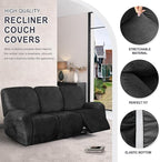 ANARACHON Leather Look Recliner Couch Cover, 8-Pieces Stretch Recliner Sofa - Image 4