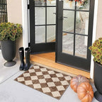 Front Door Rug - 2x3 Brown Beige Checkered Diamond Entry Rug | Non-Slip - Image 9