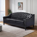 LEVNARY Mid-Century Modern Leather Couch, Chesterfield Sofa Sleeper Settee - Image 6