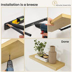 Fun Memories Floating Shelves for Wall, 12 Inch Set of 3 Rustic Wood Wall - Image 8