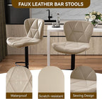 Nalupatio Modern Bar Stools Set of 3, Adjustable Faux Leather Upholstered - Image 4