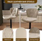 Nalupatio Modern Bar Stools Set of 2, Adjustable Faux Leather Upholstered - Image 3