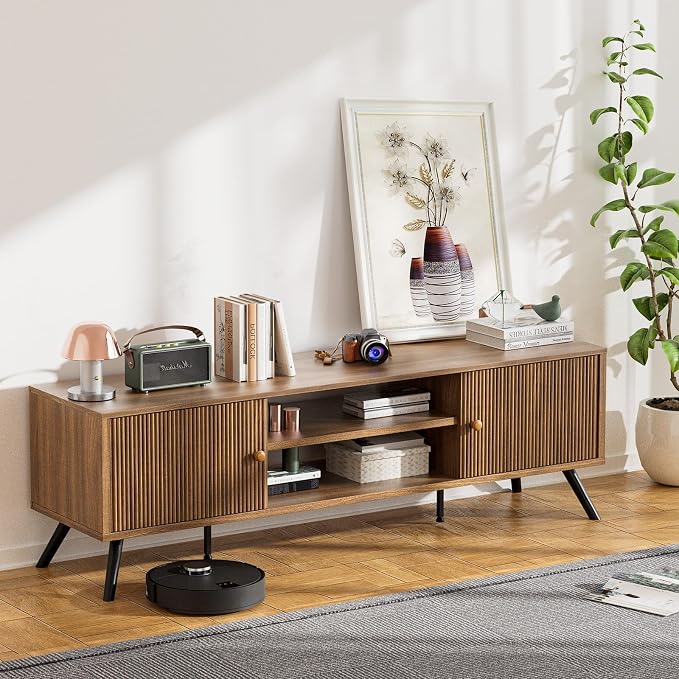 COMHOMA TV Stand for Living Room, Mid Century Modern Entertainment Center for - Image 8