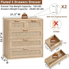 LEYAOYAO Rattan Dresser for Bedroom, 33.5" Tall Chest of Drawers, Modern 5 - Image 3
