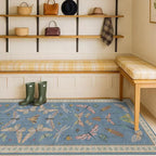 Washable Blue Insect Runner Rug 2'6''x12' by HazoHaus