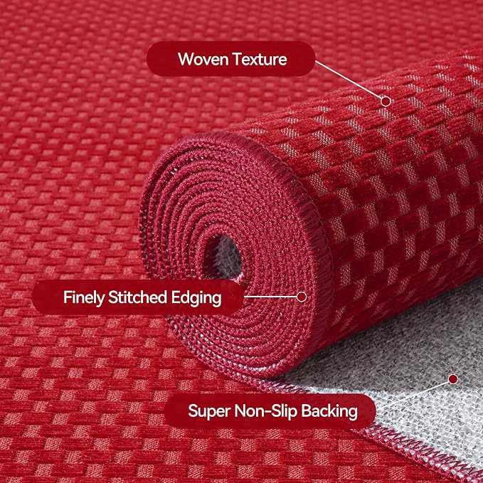 Hallway Runner Rug Extra Long Kitchen Runner Washable Red 2x8 ft | Boho Woven - Image 5