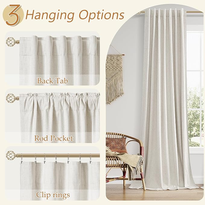 100% Blackout Boho Curtains 80 Inch Long 2 Panels Set - Image 6